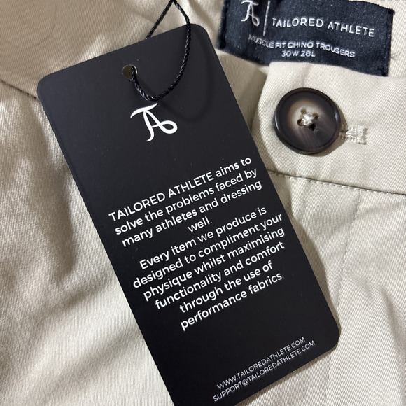 NEW MEN’S TAILORED ATHLETE MUSCLE FIT CHINO TROUSERS SIZE 30 WAIST 28 LENGTH - Picture 5 of 6